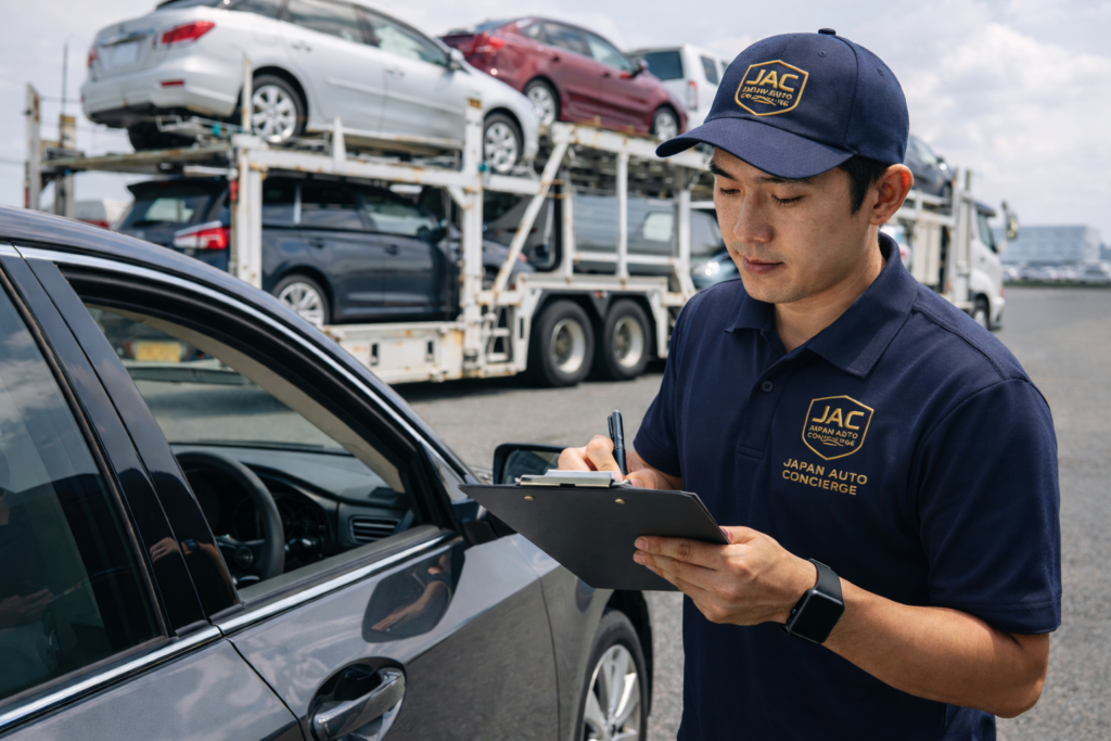 Japan Auto Auctions vehicle inspection before purchase by Japan Auto Concierge.